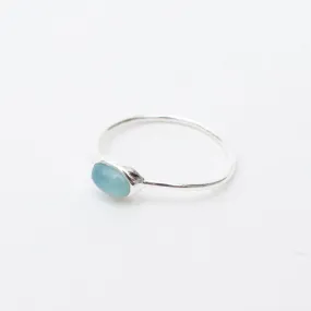 Silver Blue Chalcedony Oval Ring