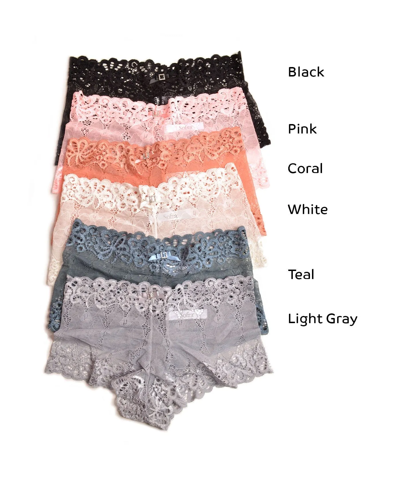 Sofra Delicate Floral Lace Boy Short