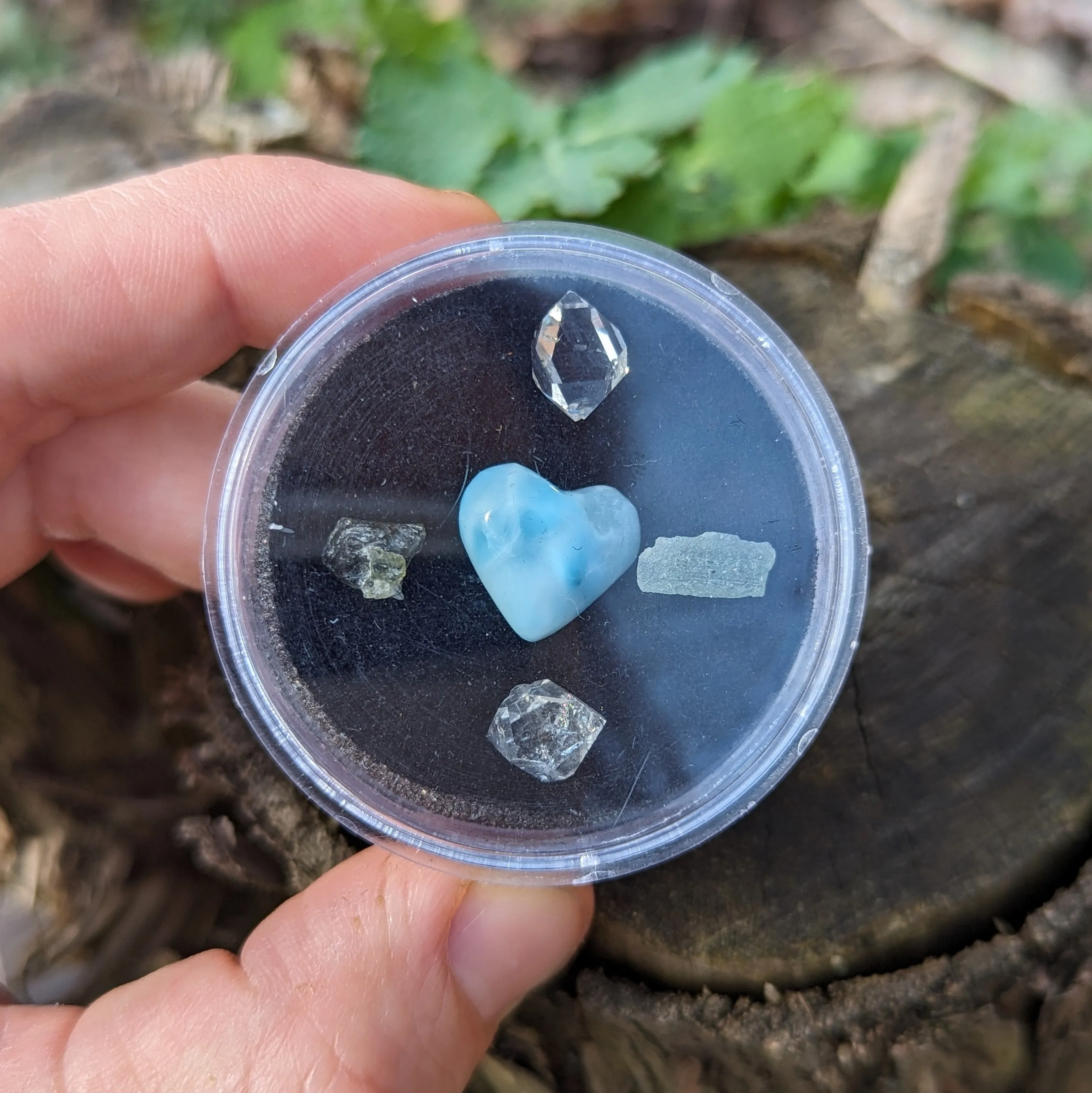 solar and Earth Star and Throat Chakra Alignments ~ Larimar Heart, Herkimer Diamonds and TWO  Genuine Moldavite & Herkimer Diamond Natural Crystal in Collectors Box