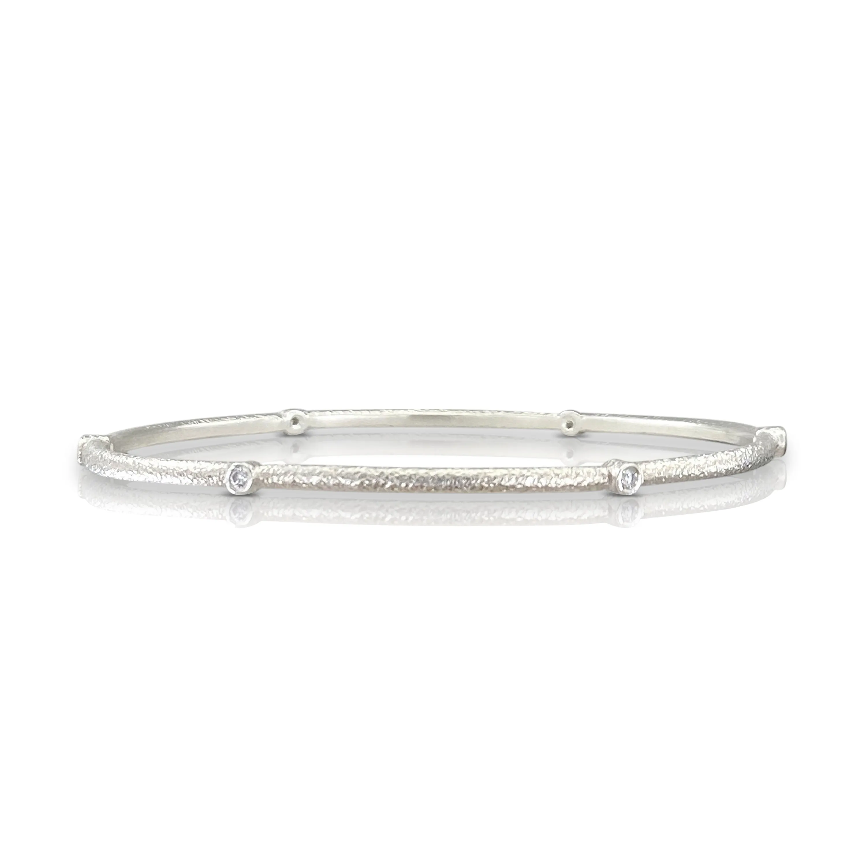 Sputnik Bangle in Sterling Silver with Diamonds