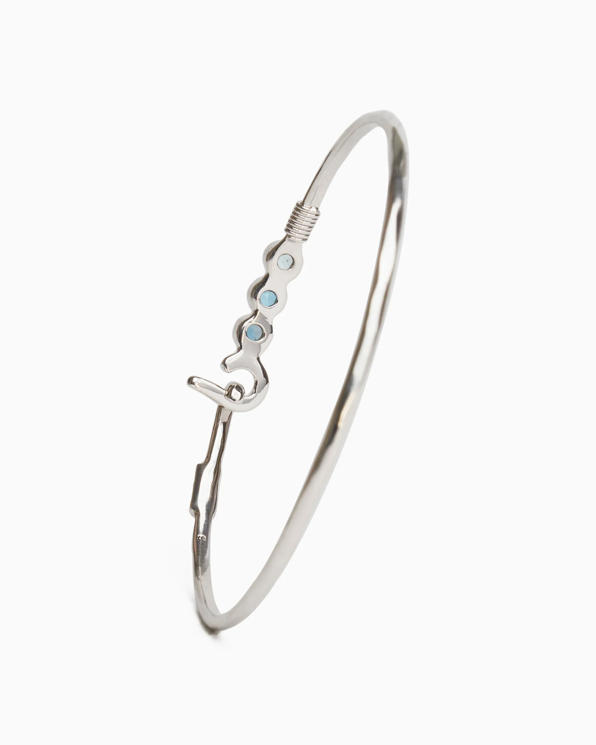 St. John Hook Bracelet with Triple Stones, 2mm - London Blue Topaz/Hampton Blue Topaz/Blue Topaz