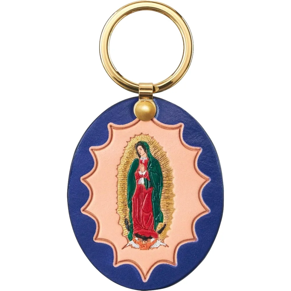 SUPREME GUADALUPE LEATHER KEYCHAIN-BLUE