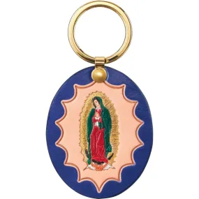 SUPREME GUADALUPE LEATHER KEYCHAIN-BLUE