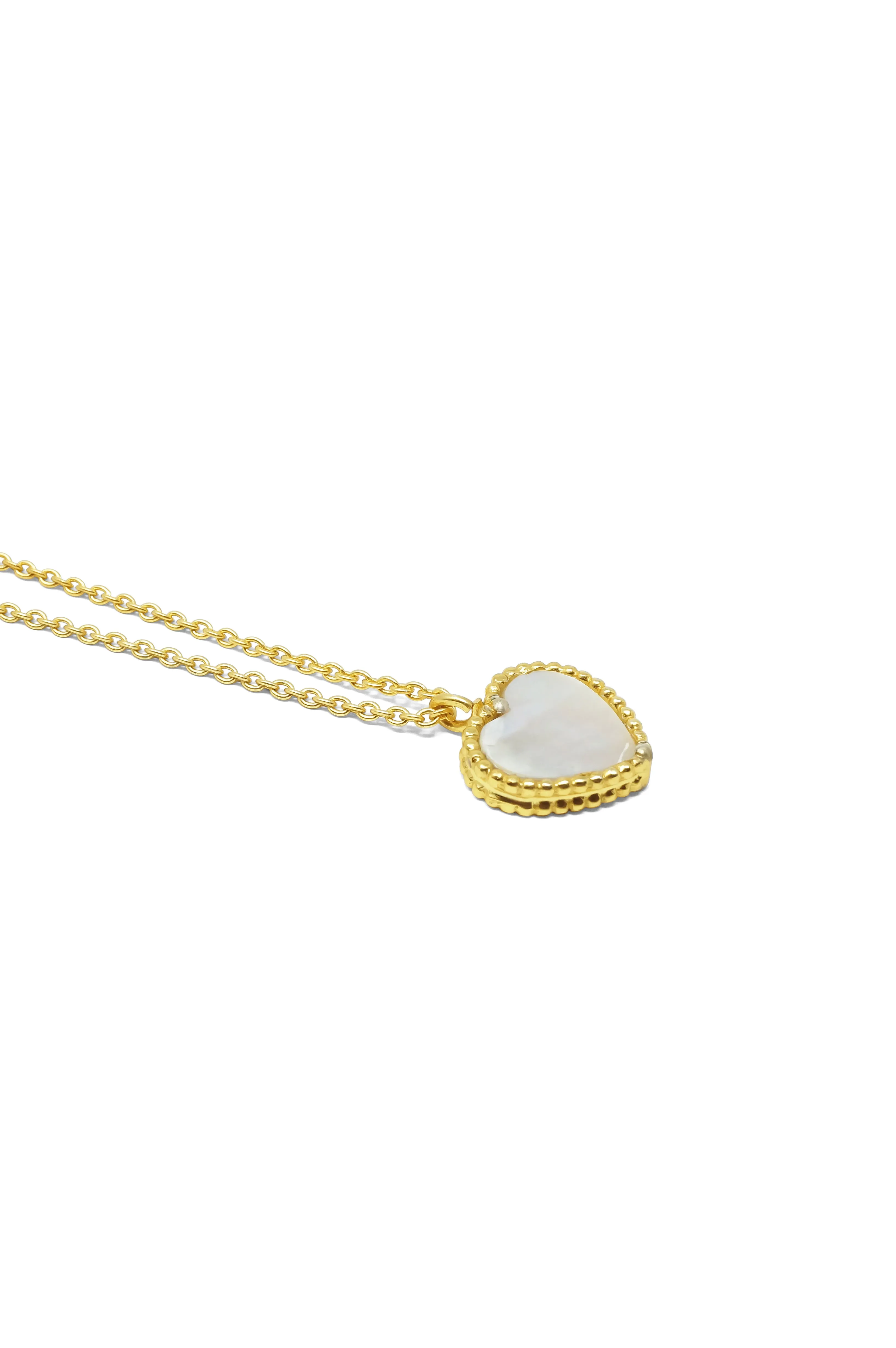 Sweet Heart Mother Of Pearl Gold Plated Sterling Silver Chain Pendant