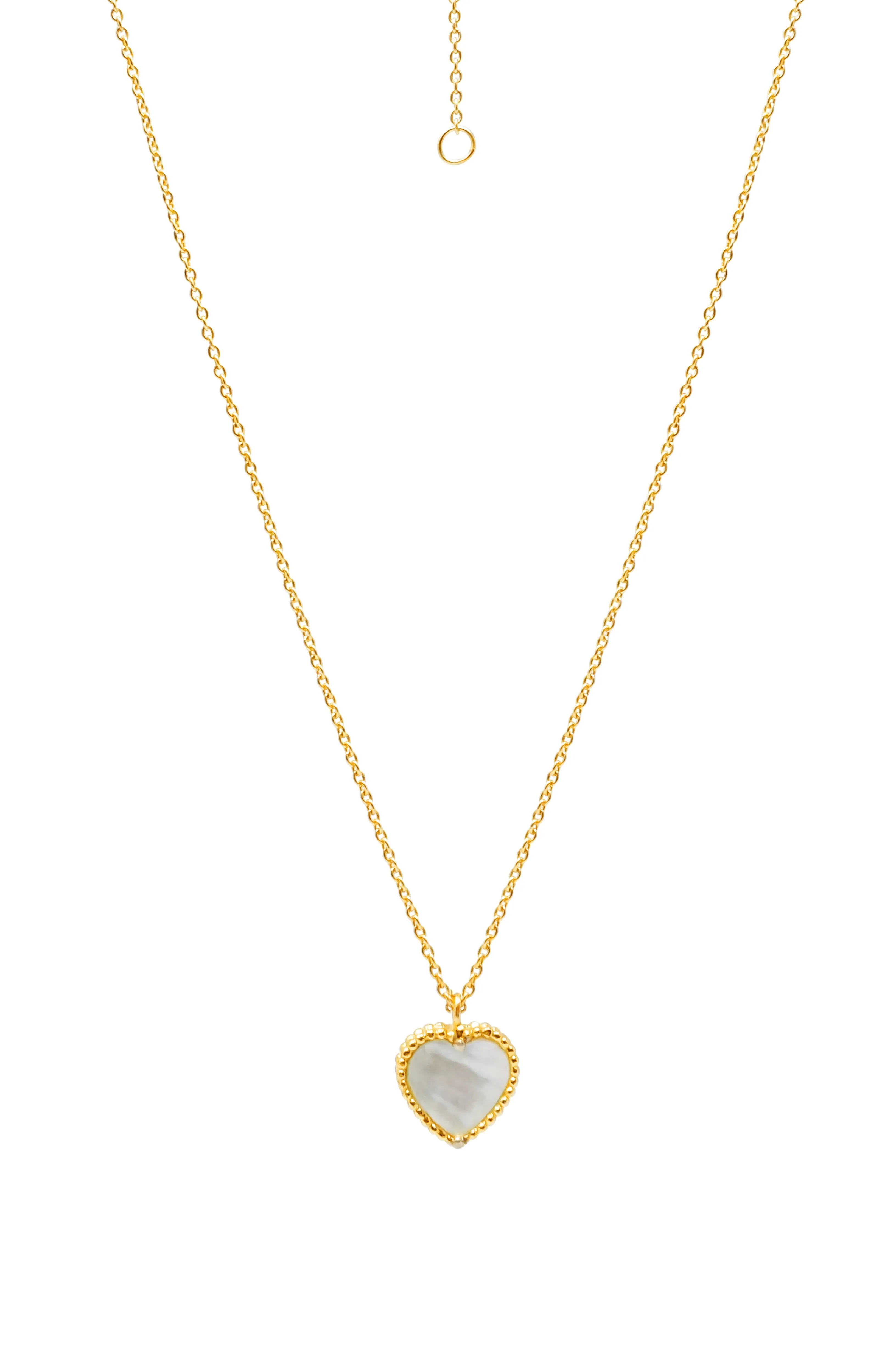 Sweet Heart Mother Of Pearl Gold Plated Sterling Silver Chain Pendant