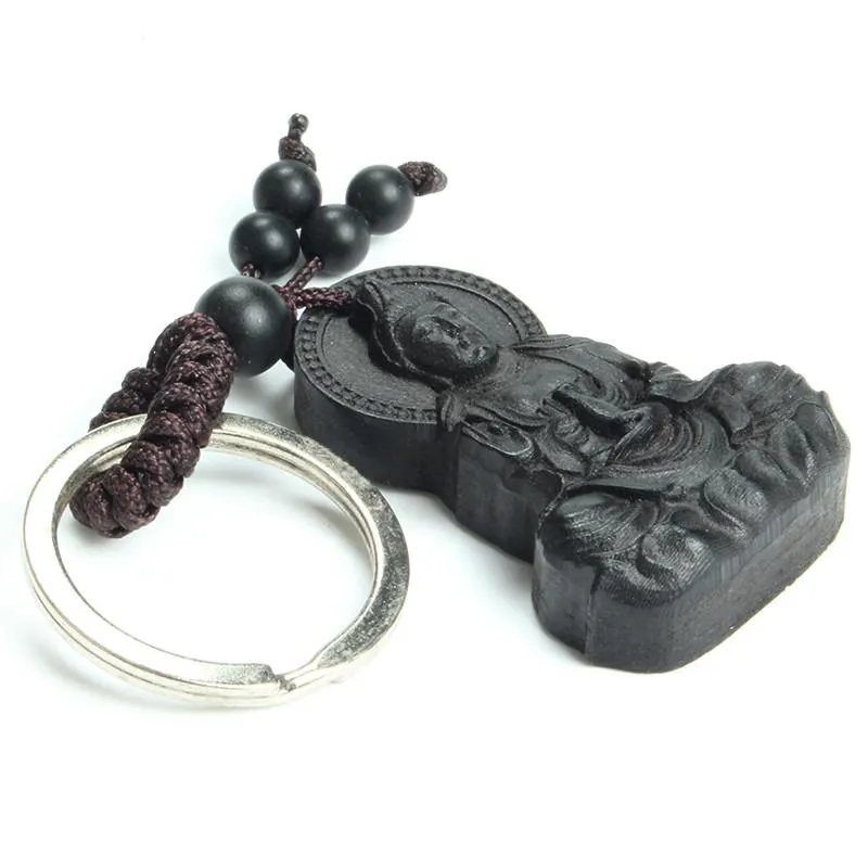 Traditional  Ebony Wood Buddha Keychain