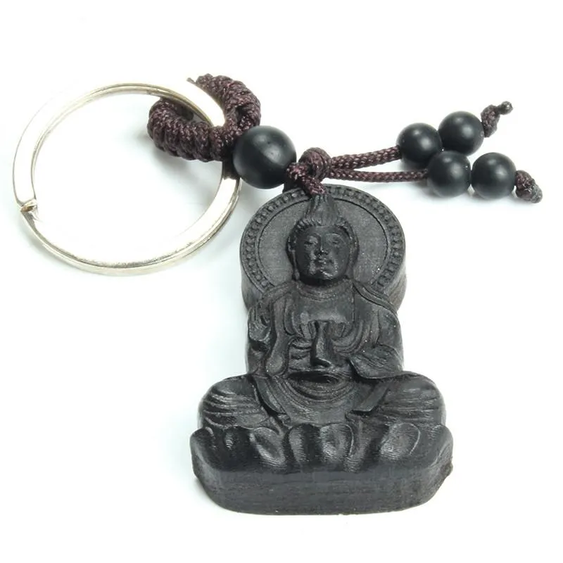 Traditional  Ebony Wood Buddha Keychain