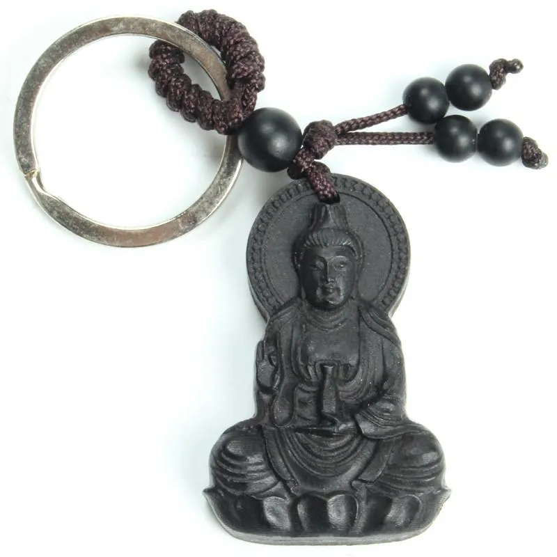 Traditional  Ebony Wood Buddha Keychain