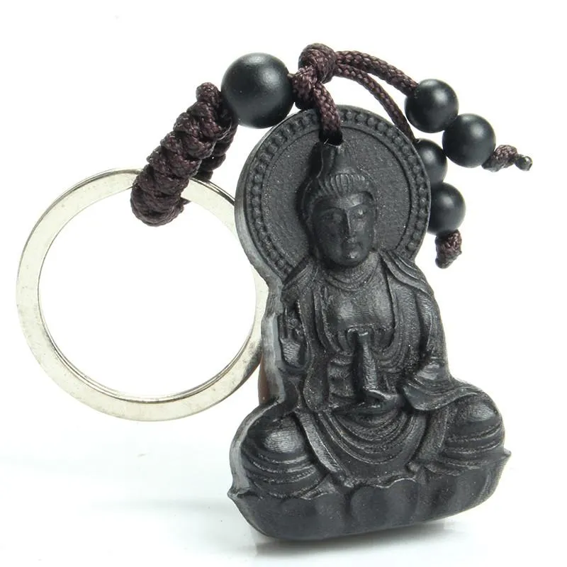 Traditional  Ebony Wood Buddha Keychain