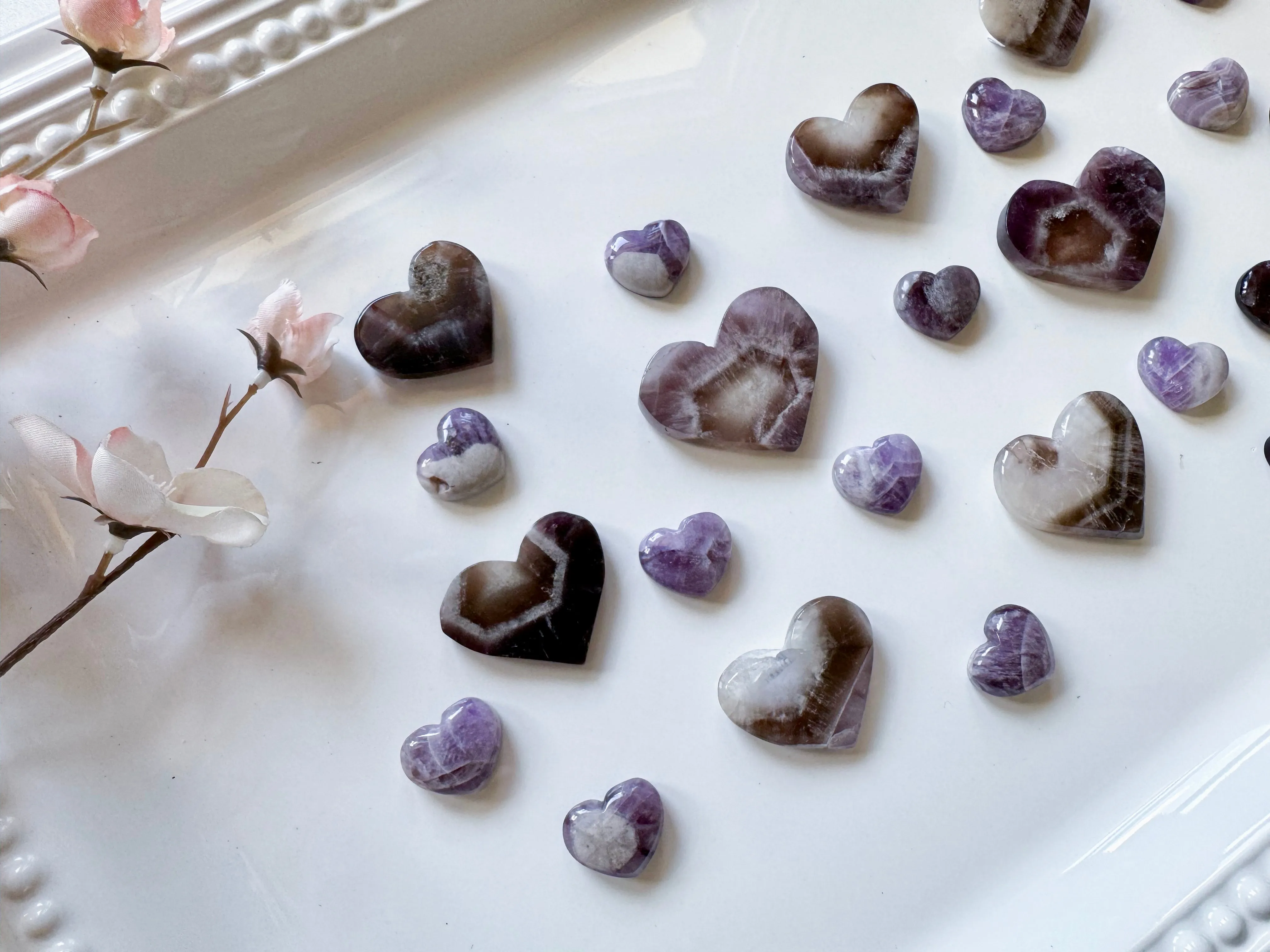 Trapiche Amethyst  Heart Carvings