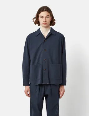 Universal Works Travail Shirt (Seersucker) - Navy Blue