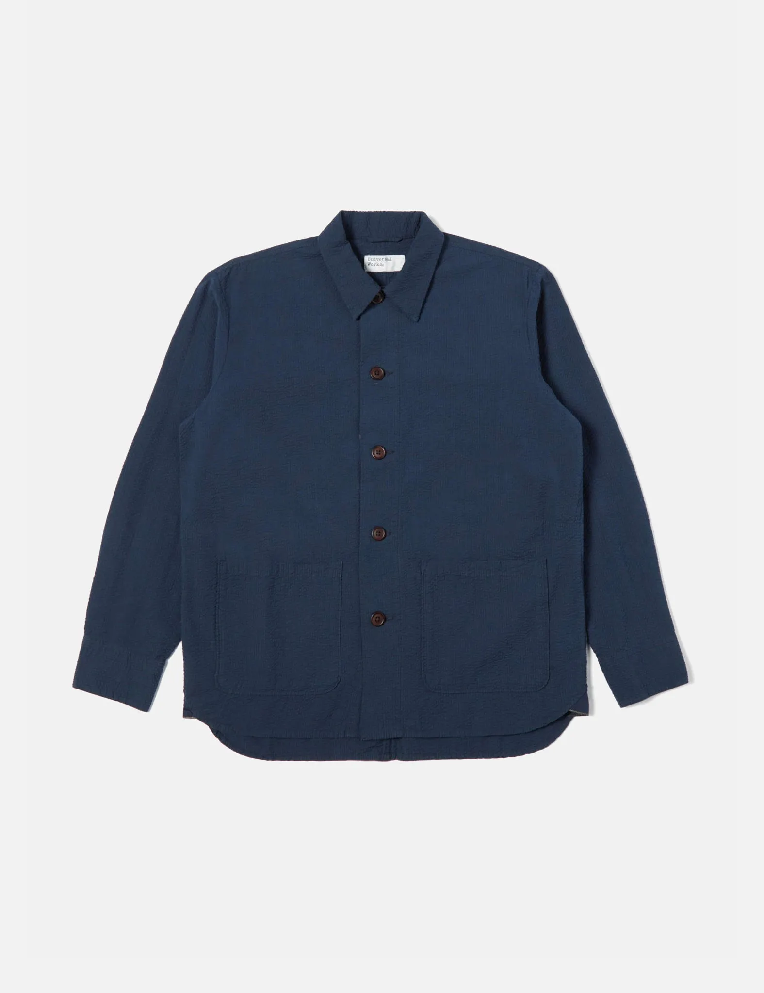 Universal Works Travail Shirt (Seersucker) - Navy Blue