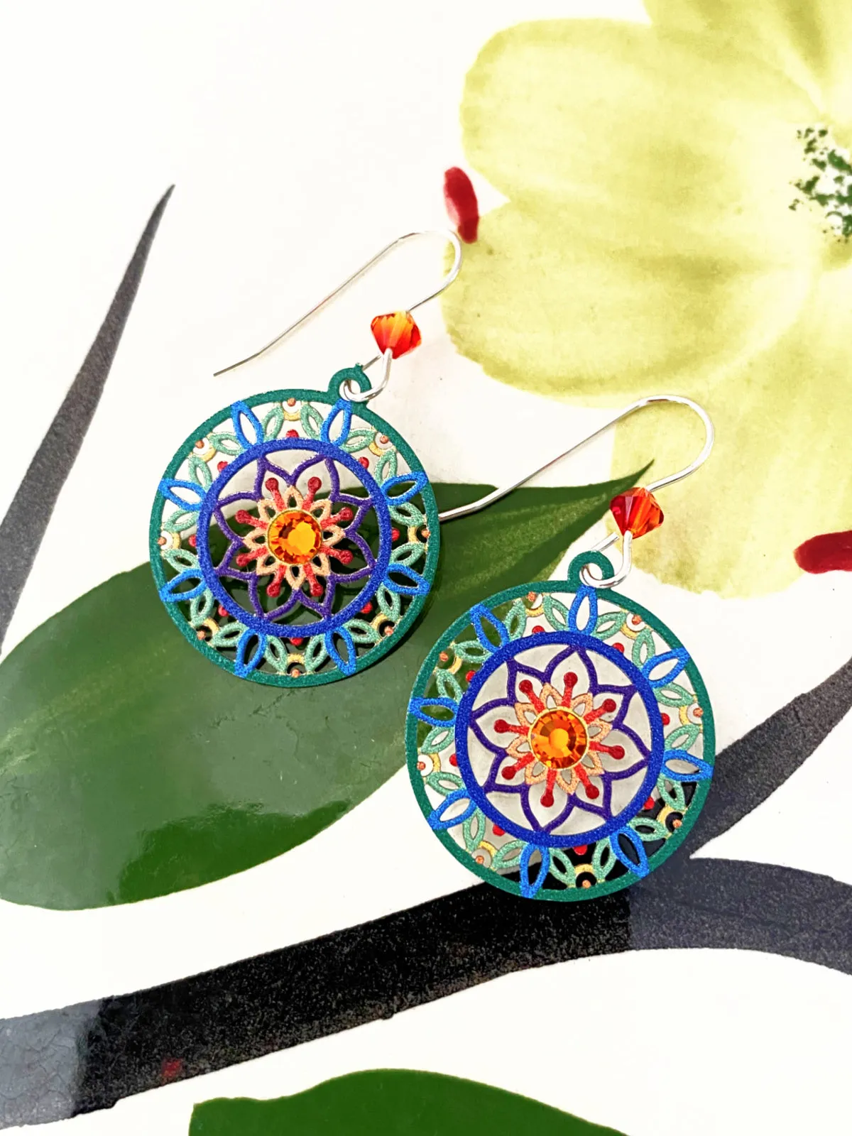 Vibrant Mandala Dangles by Adajio