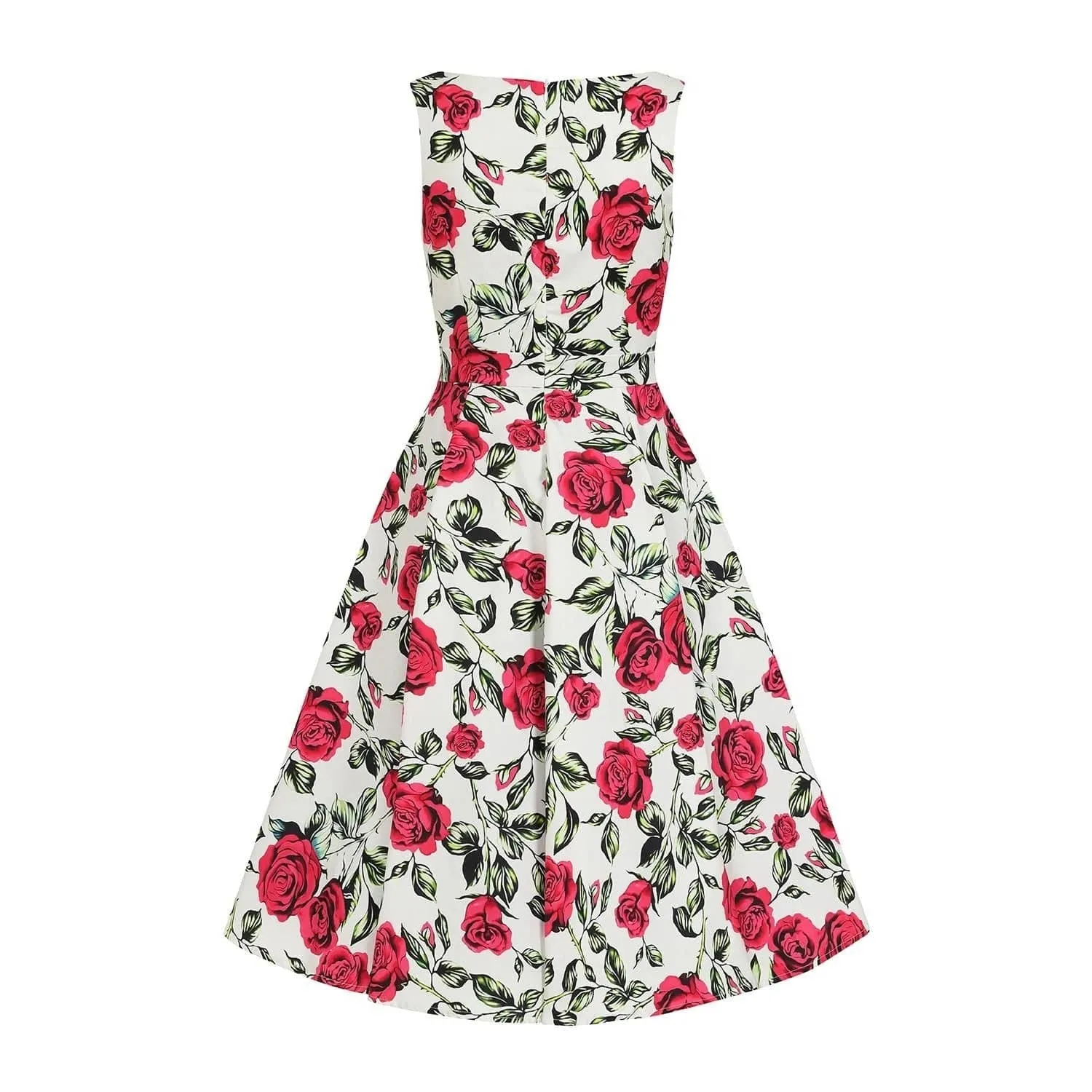 White Rose Floral Audrey Rockabilly 50s Swing Dress