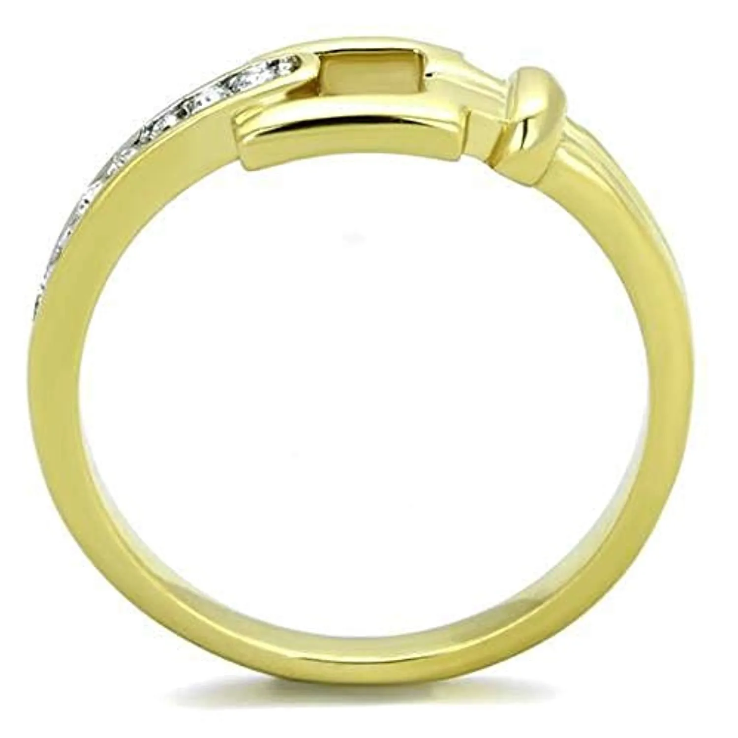 WildKlass Stainless Steel Ring Two-Tone IP Gold Women Top Grade Crystal Clear