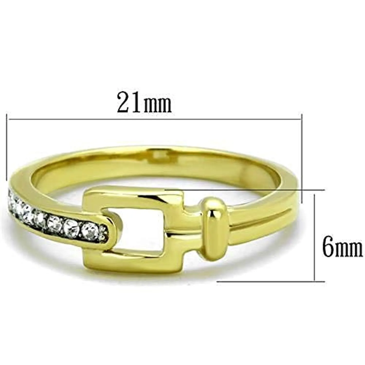 WildKlass Stainless Steel Ring Two-Tone IP Gold Women Top Grade Crystal Clear