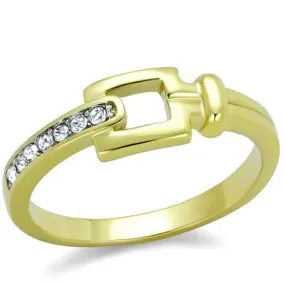 WildKlass Stainless Steel Ring Two-Tone IP Gold Women Top Grade Crystal Clear