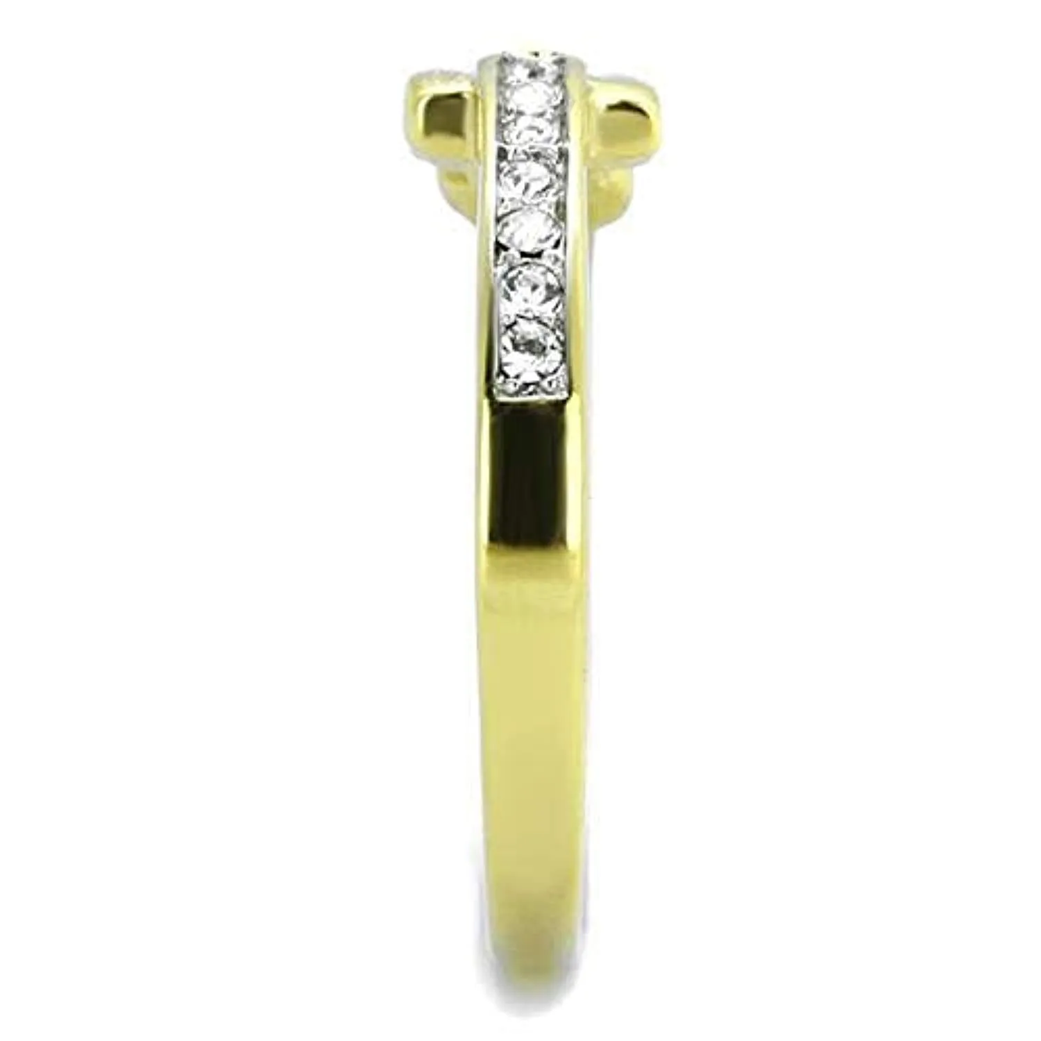 WildKlass Stainless Steel Ring Two-Tone IP Gold Women Top Grade Crystal Clear