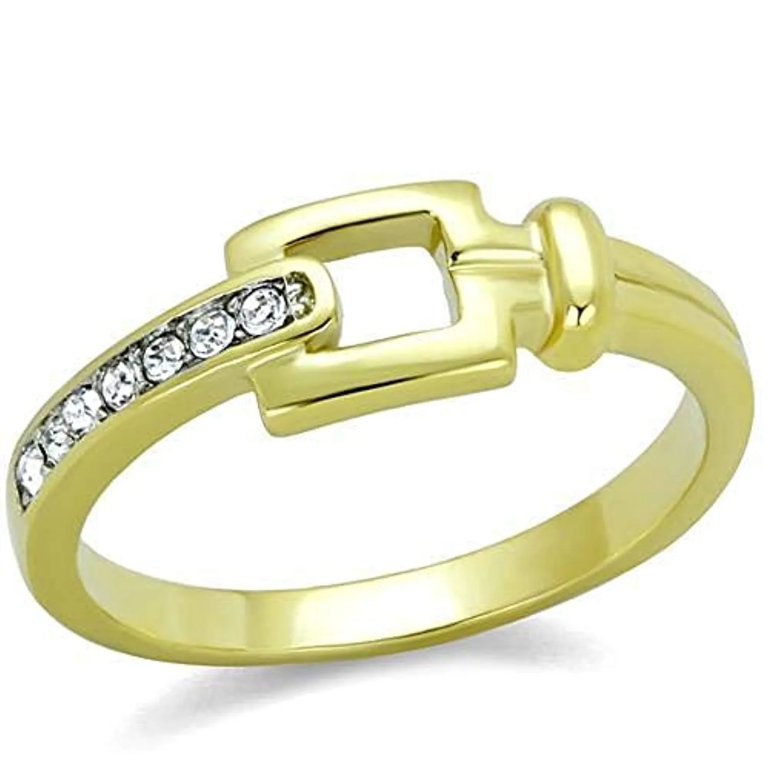 WildKlass Stainless Steel Ring Two-Tone IP Gold Women Top Grade Crystal Clear