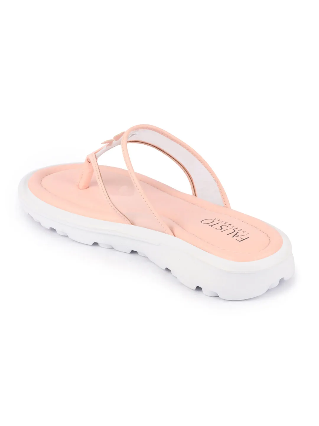 Women Pink Casual Party Beach Fashion Stylish Floral Design Thong Flats Wedges Slipper