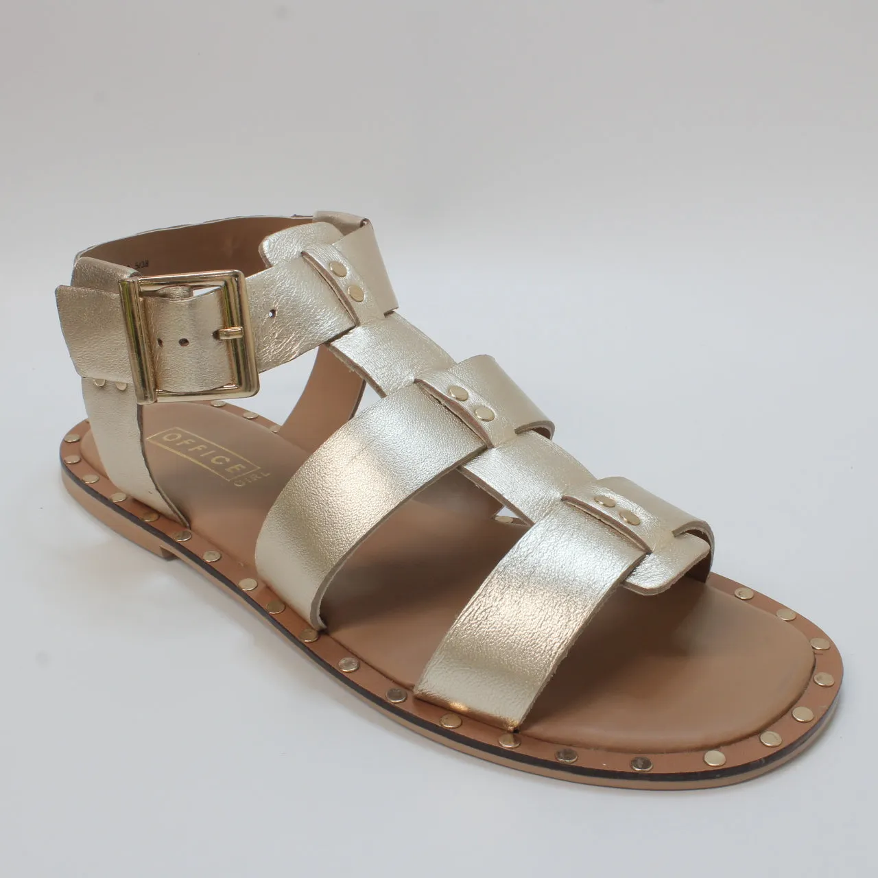 Womens Office Super Gladiator Sandals Gold Leather