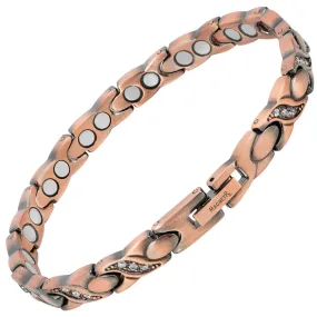 Women’s Ultra Strength Pure Copper Magnetic Bracelet (Crystal XO)