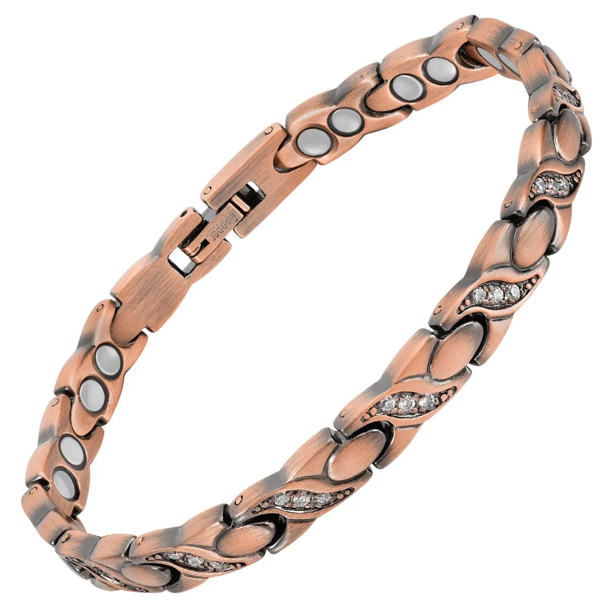 Women’s Ultra Strength Pure Copper Magnetic Bracelet (Crystal XO)