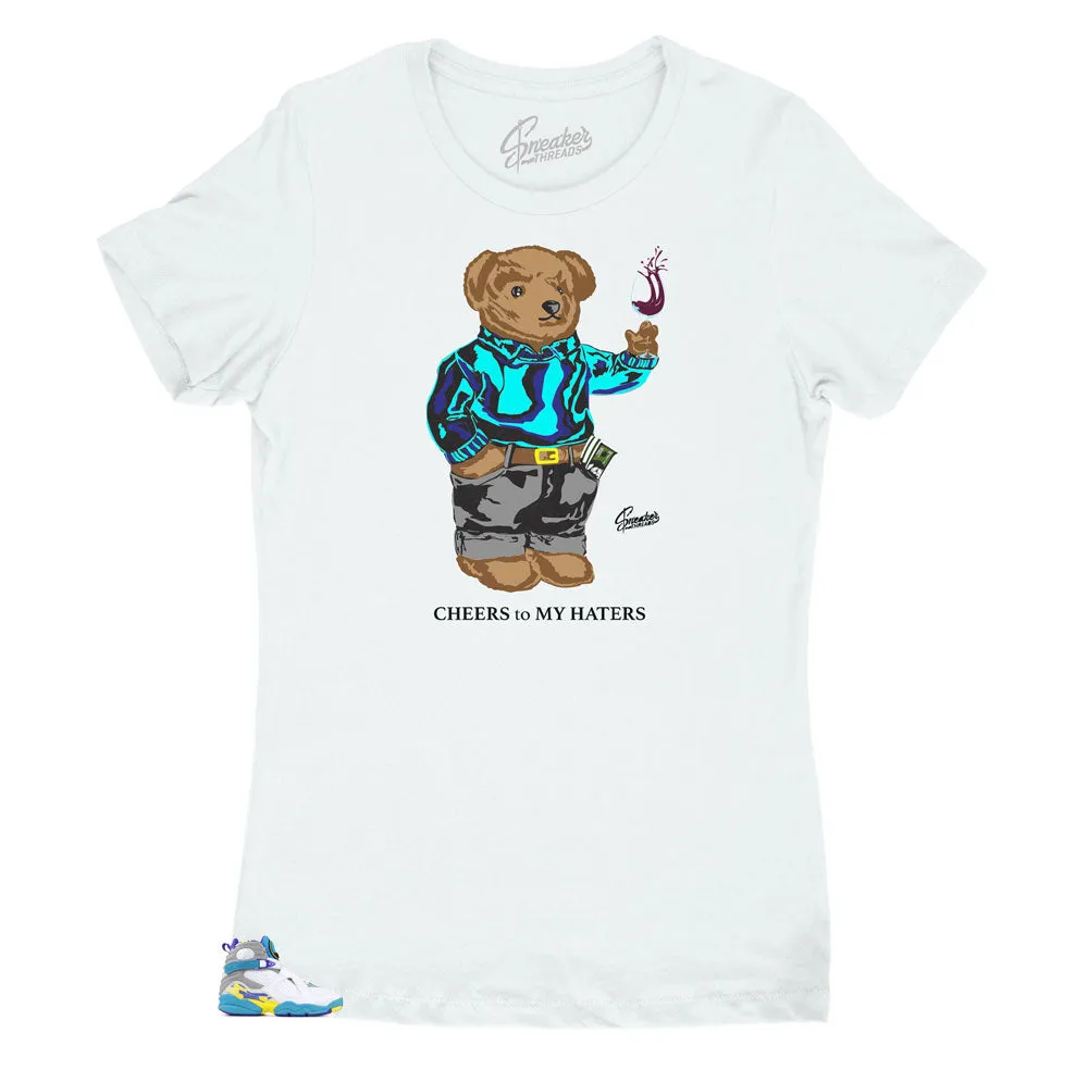 Women's White Aqua 8 Shirt - Cheers Bear - White